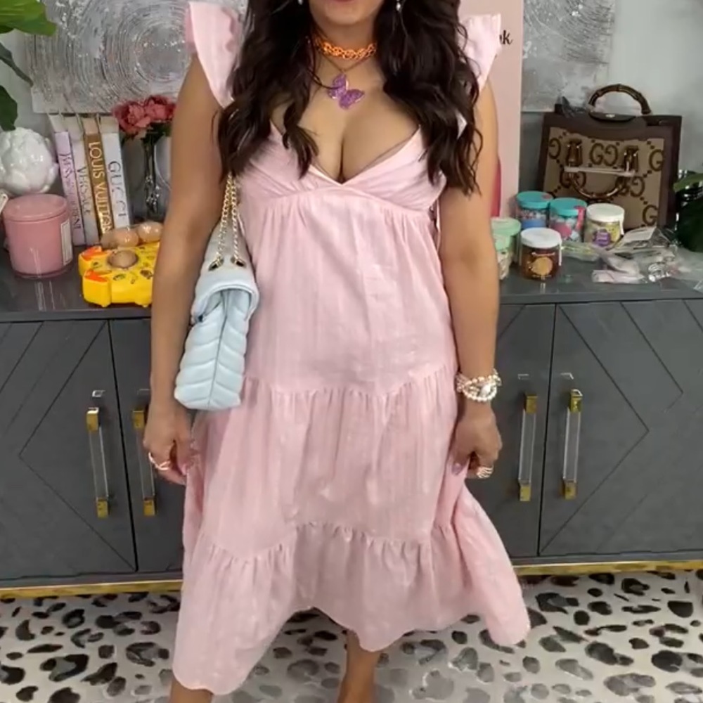 ⭐️ New - HYFVE - Pink Tiered Ruffle Dress in Pink - Womans Small